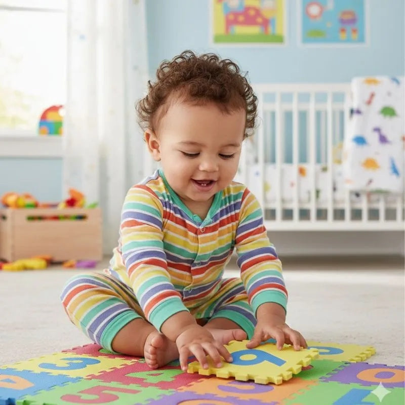 Piso de goma con números o animales.