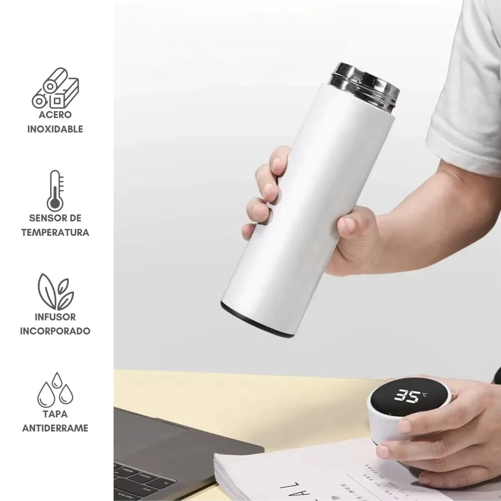 Termo inteligente con medidor de temperatura.